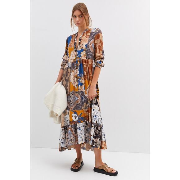 Anthropologie x Mare Mare Lynda Tiered Maxi Dress Size - Picture 1 of 13